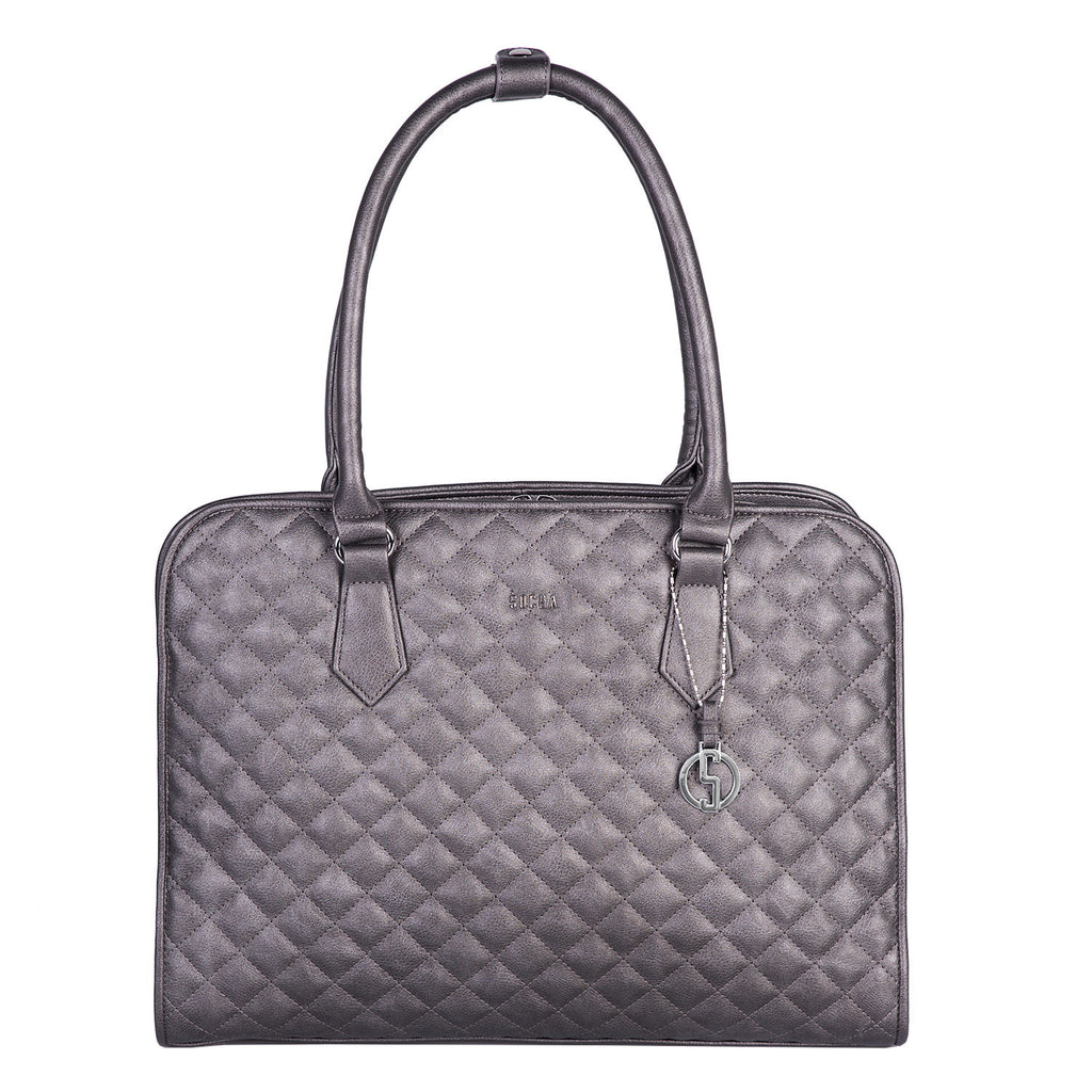 Our top selling Laptop Tote now in a fabulous metallic grey colour