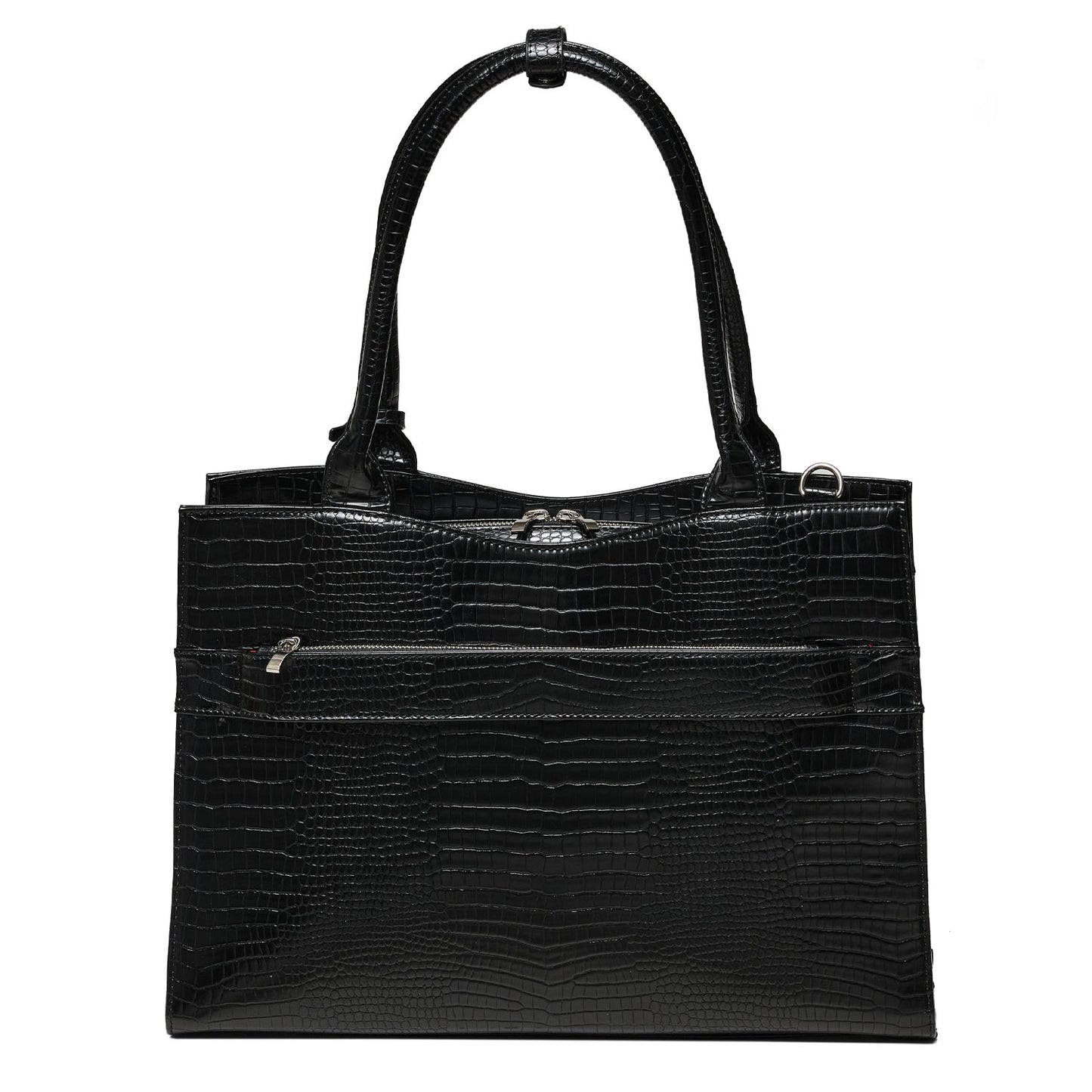 Mock-Croc Jet Black 15.6″ Womens Laptop Tote - Laptopbags.co.uk