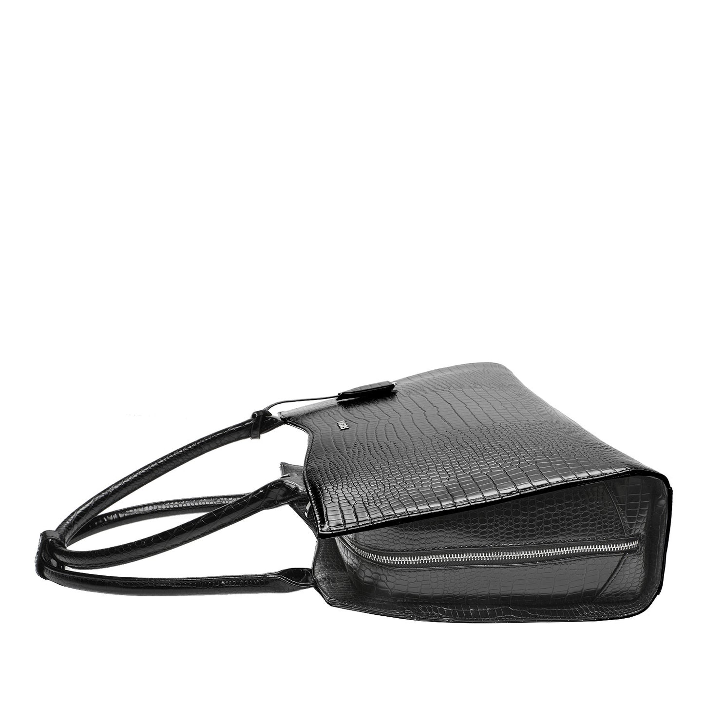 Mock-Croc Jet Black 15.6″ Womens Laptop Tote - Laptopbags.co.uk