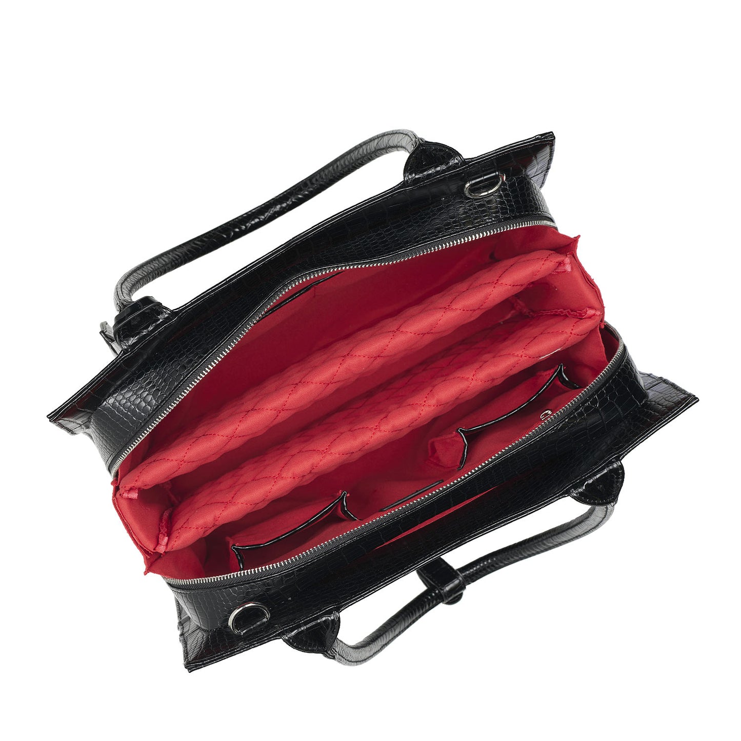 Mock-Croc Jet Black 15.6″ Womens Laptop Tote - Laptopbags.co.uk