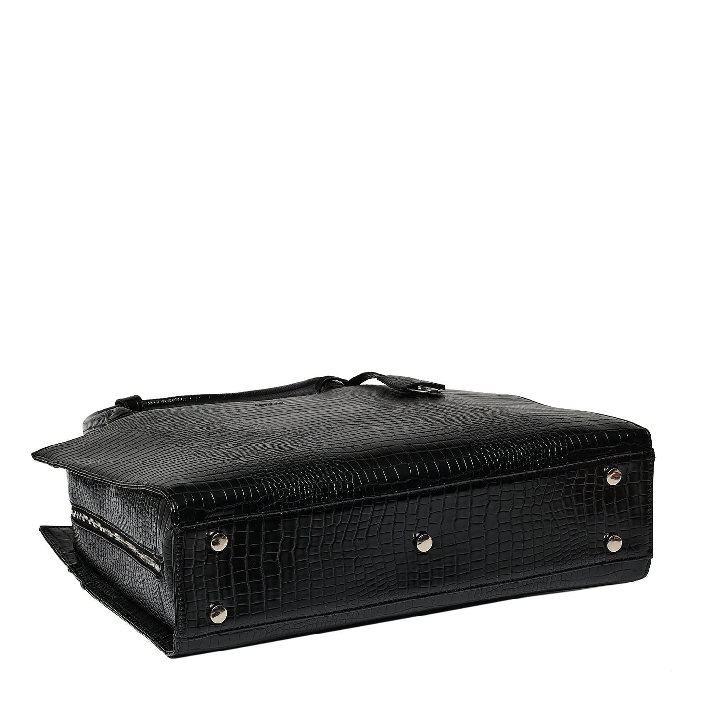 Mock-Croc Jet Black 15.6″ Womens Laptop Tote - Laptopbags.co.uk