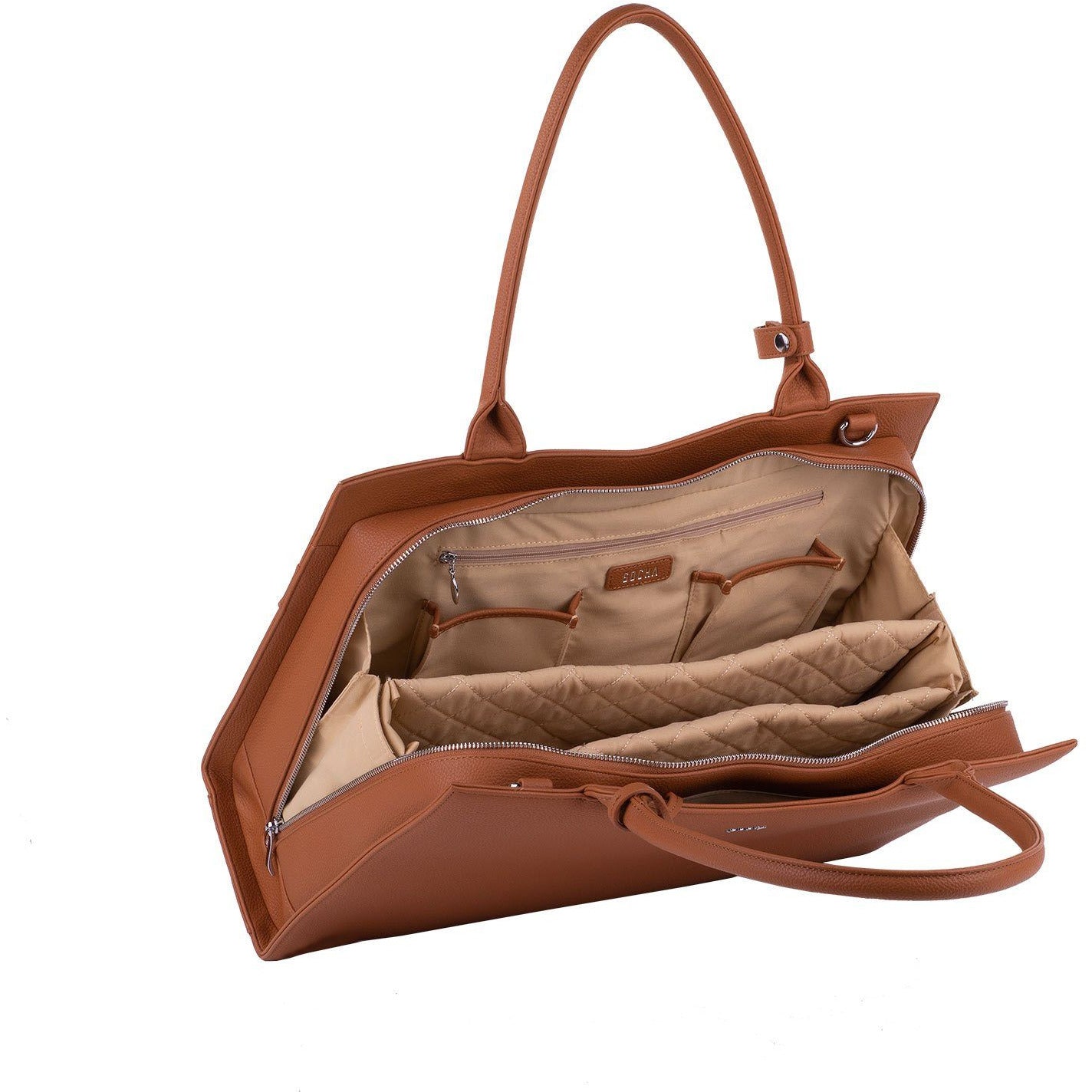 Straight Line Cognac 15.6″ Women's Laptop Tote - Laptopbags.co.uk