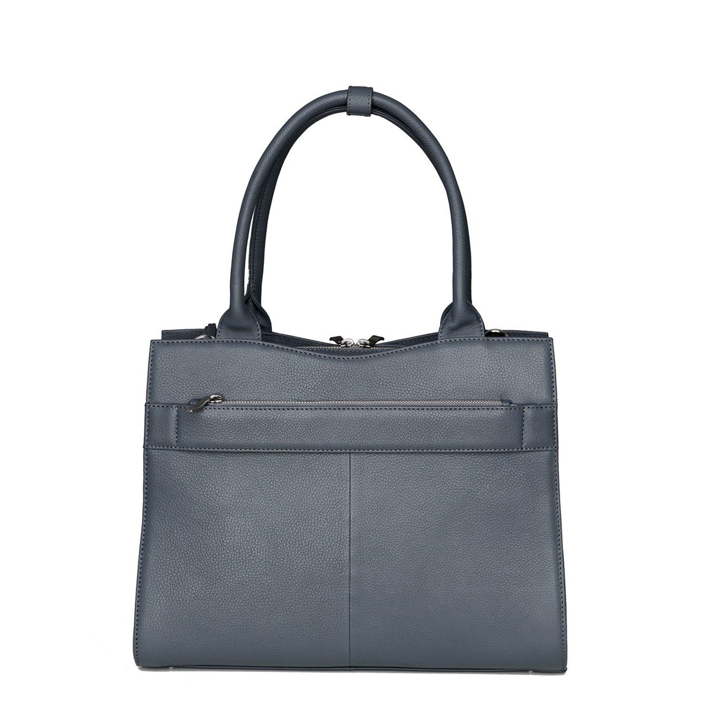 Diamond Edition Straight Line 14" Leather Laptop Tote - Grey - Laptopbags.co.uk