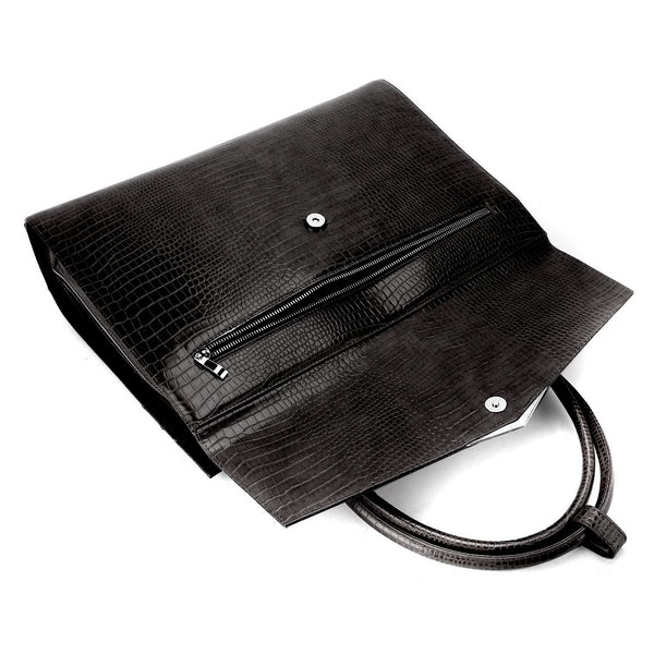 Silver Tip Mock-Croc Black 15.6″ Laptop Tote - Laptopbags.co.uk