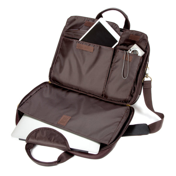 Colombian Leather 16" Twin Handle Laptop and Tablet Briefcase - Brown - Laptopbags.co.uk