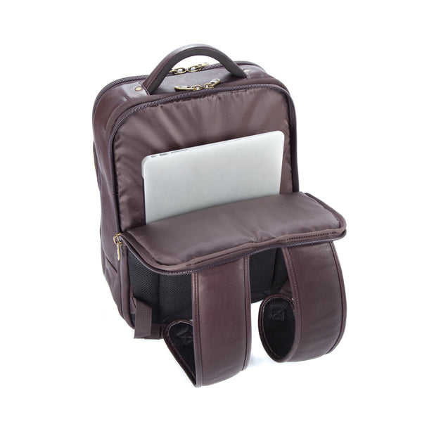 Colombian Leather 16" Laptop and 12" Tablet Backpack - Brown - Laptopbags.co.uk