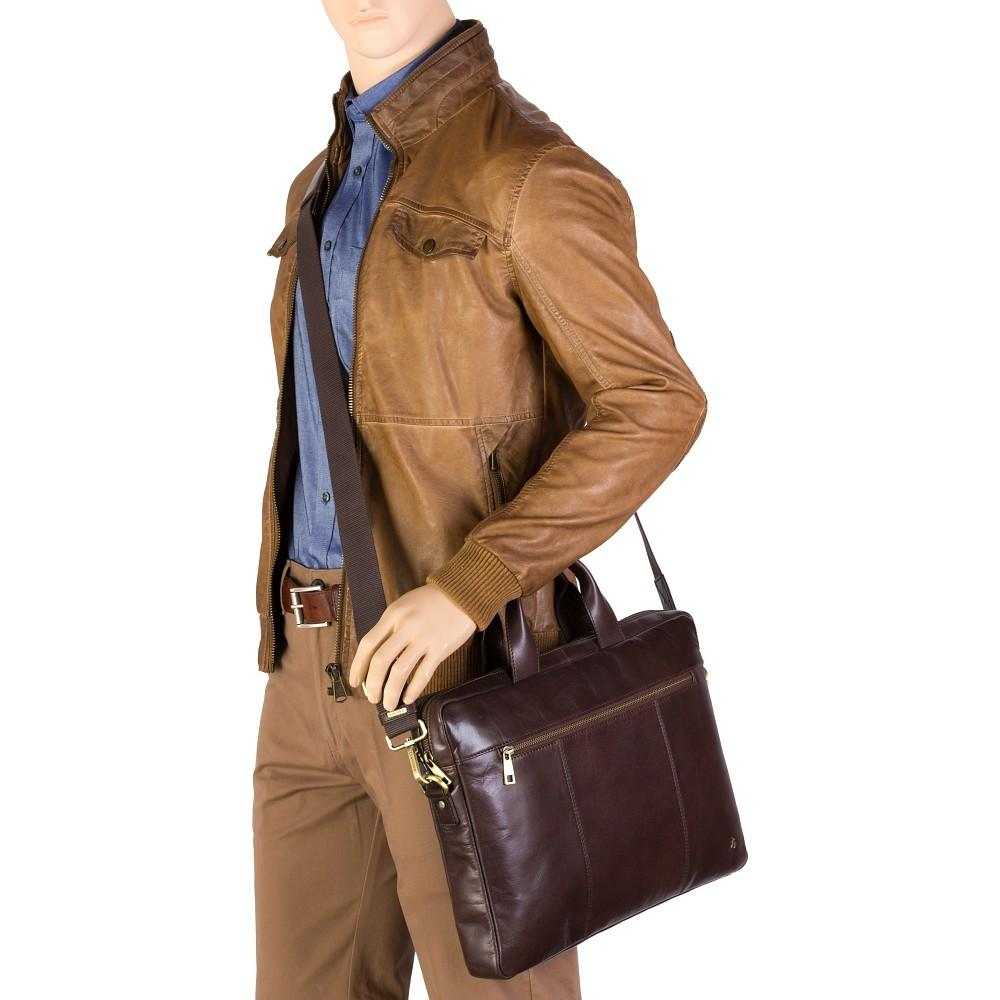 Charles 13" Leather Laptop Briefcase - Brown - Laptopbags.co.uk