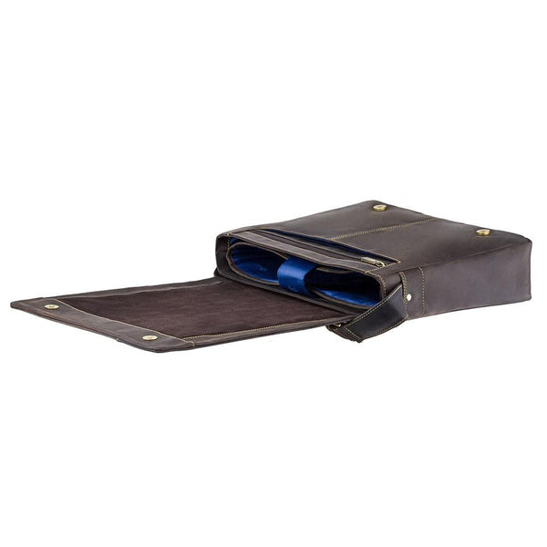 Visconti Foster Large 15.6" Leather Laptop Messenger Bag - Dark Brown - Laptopbags.co.uk