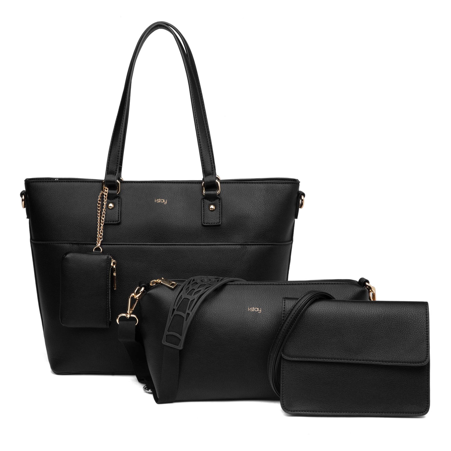 i-stay 13.3" Womens Laptop -Tablet Tote Bag with Accessory Bags - Black - Laptopbags.co.uk