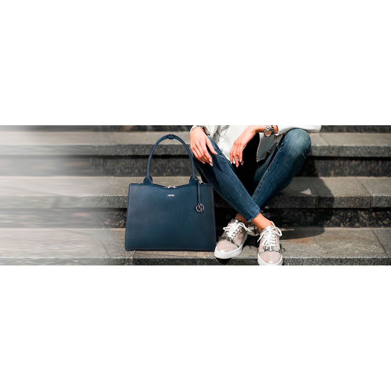 Navy Blue Midi 14″ Womens Laptop Tote - Laptopbags.co.uk