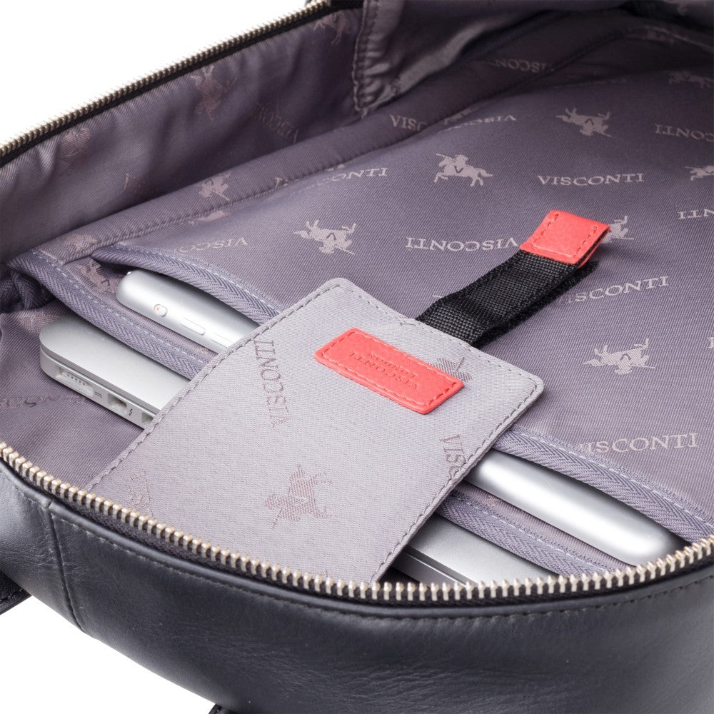 Tank - 13" Leather Laptop Backpack Black - Laptopbags.co.uk