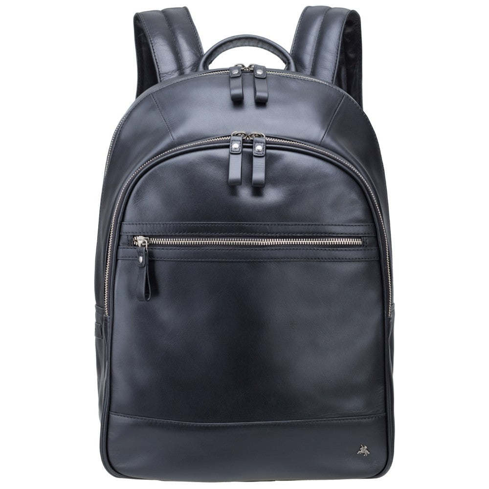 Tank - 13" Leather Laptop Backpack Black - Laptopbags.co.uk