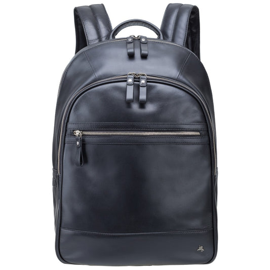 Tank - 13" Leather Laptop Backpack Black - Laptopbags.co.uk
