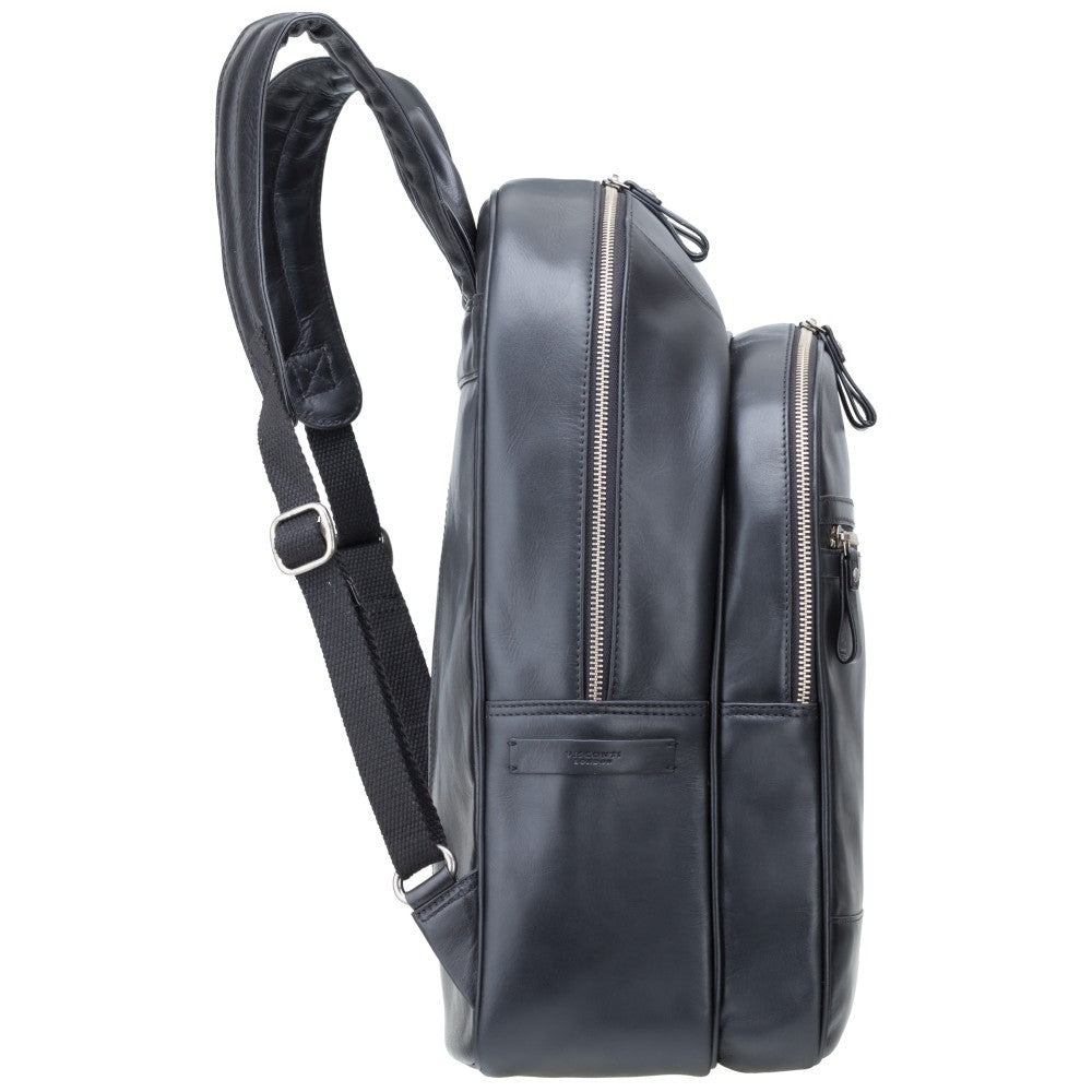 Tank - 13" Leather Laptop Backpack Black - Laptopbags.co.uk