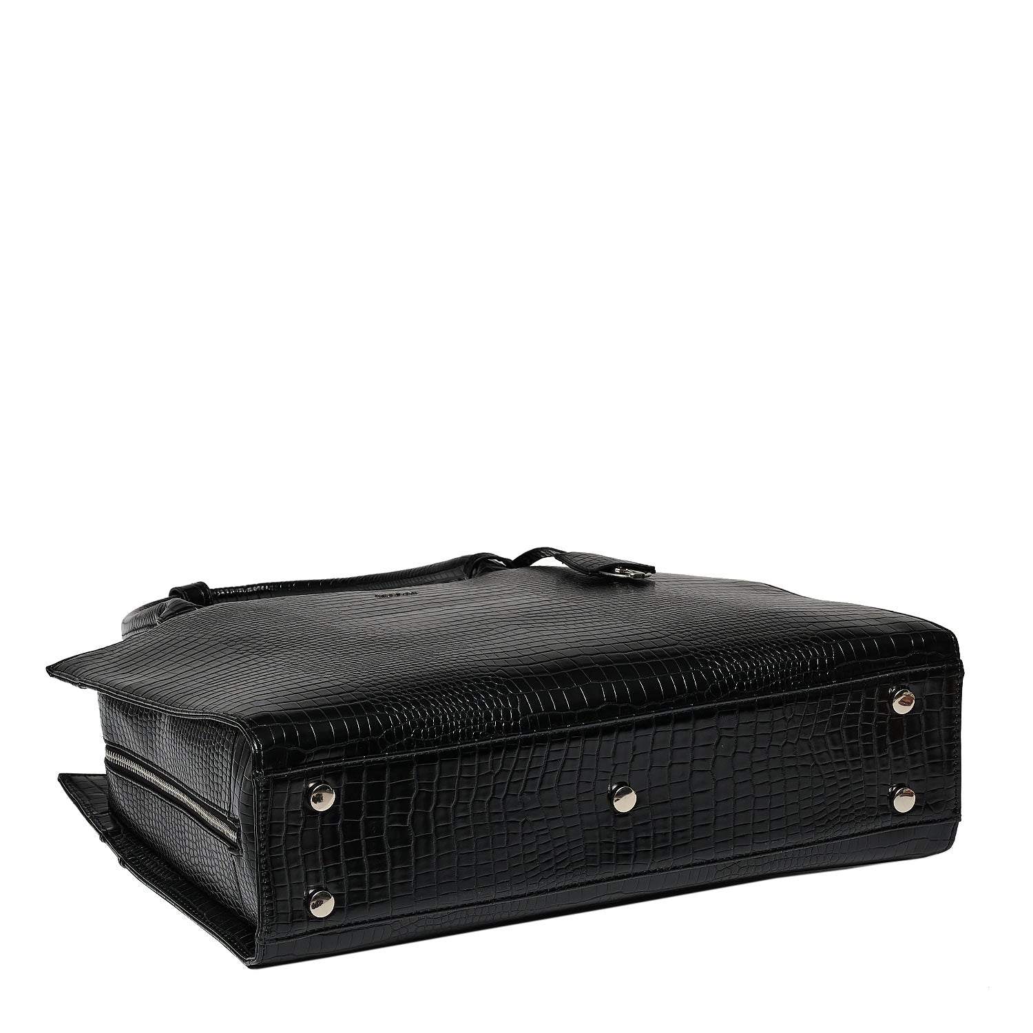 Mock-Croc Jet Black 15.6″ Womens Laptop Tote - Laptopbags.co.uk