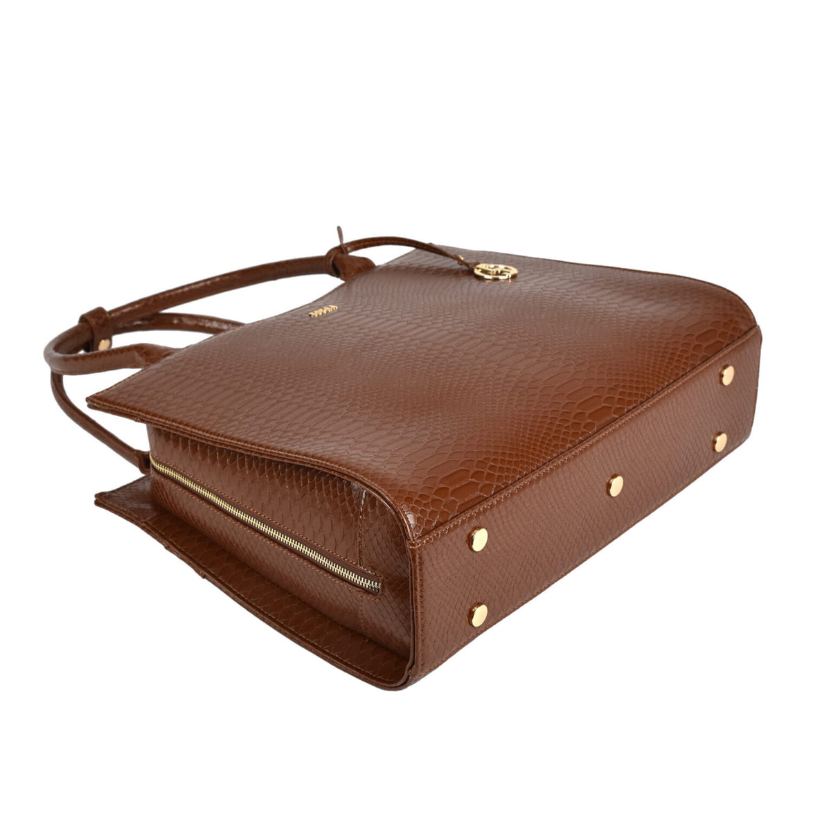 Mock Croc Tan Brown 15.6″ Slim Fit Ladies Laptop Tote Bag