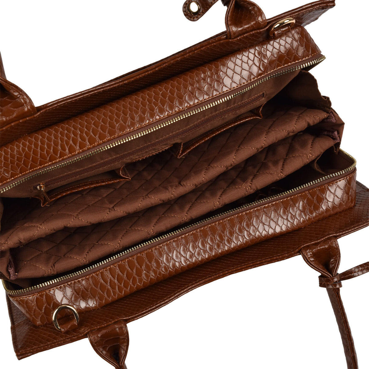 Mock Croc Tan Brown 15.6″ Slim Fit Ladies Laptop Tote Bag
