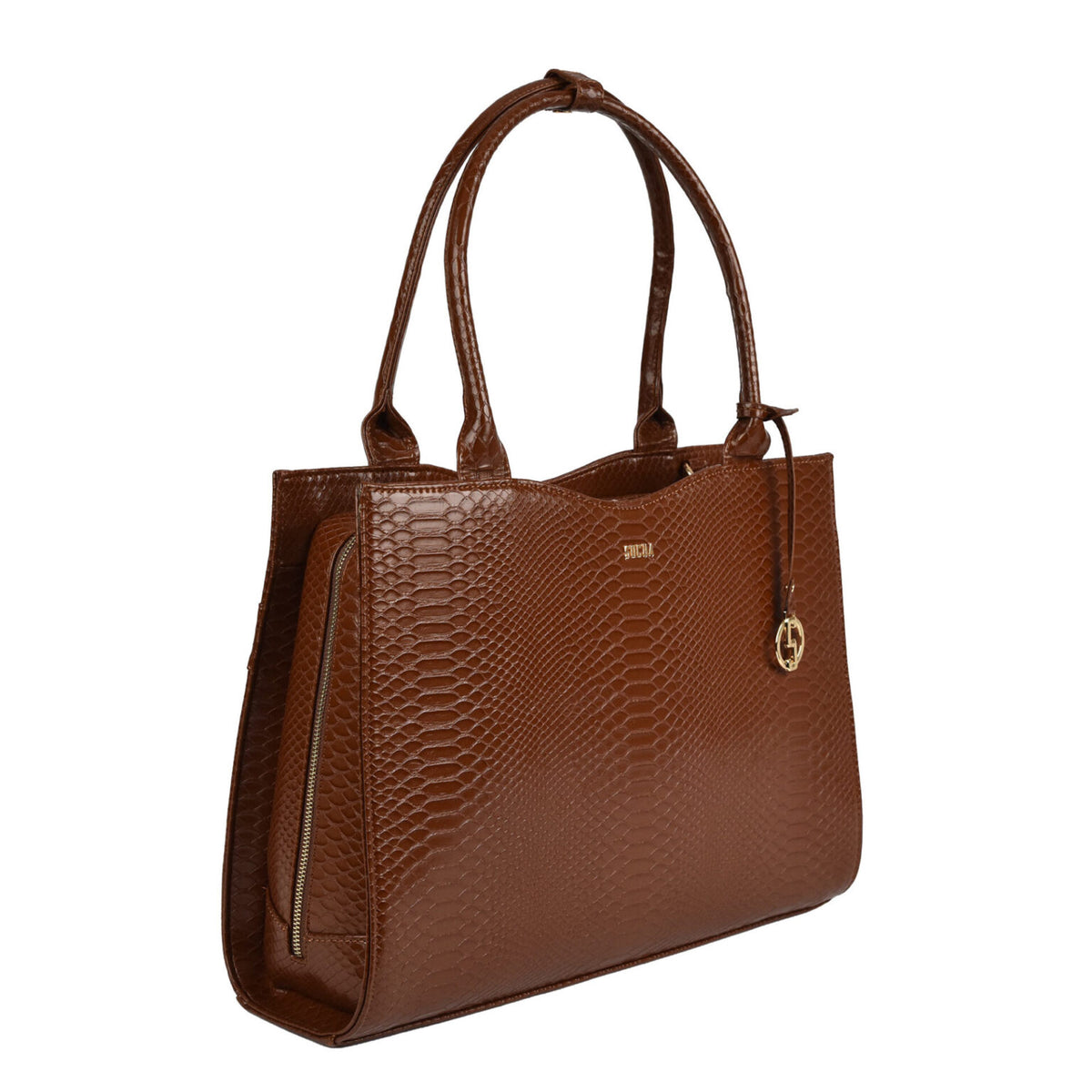 Mock Croc Tan Brown 15.6″ Slim Fit Ladies Laptop Tote Bag