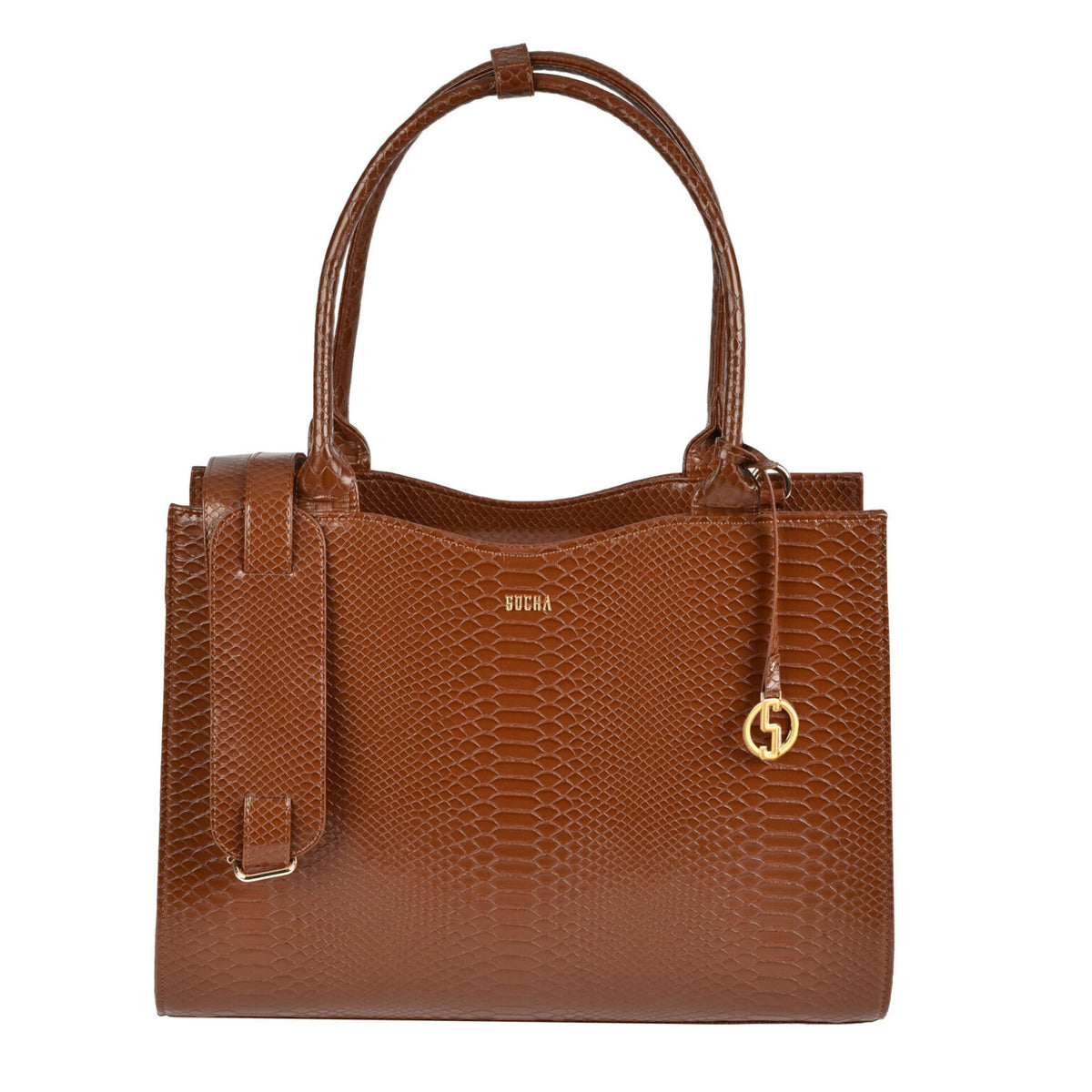 Mock Croc Tan Brown 15.6″ Slim Fit Ladies Laptop Tote Bag