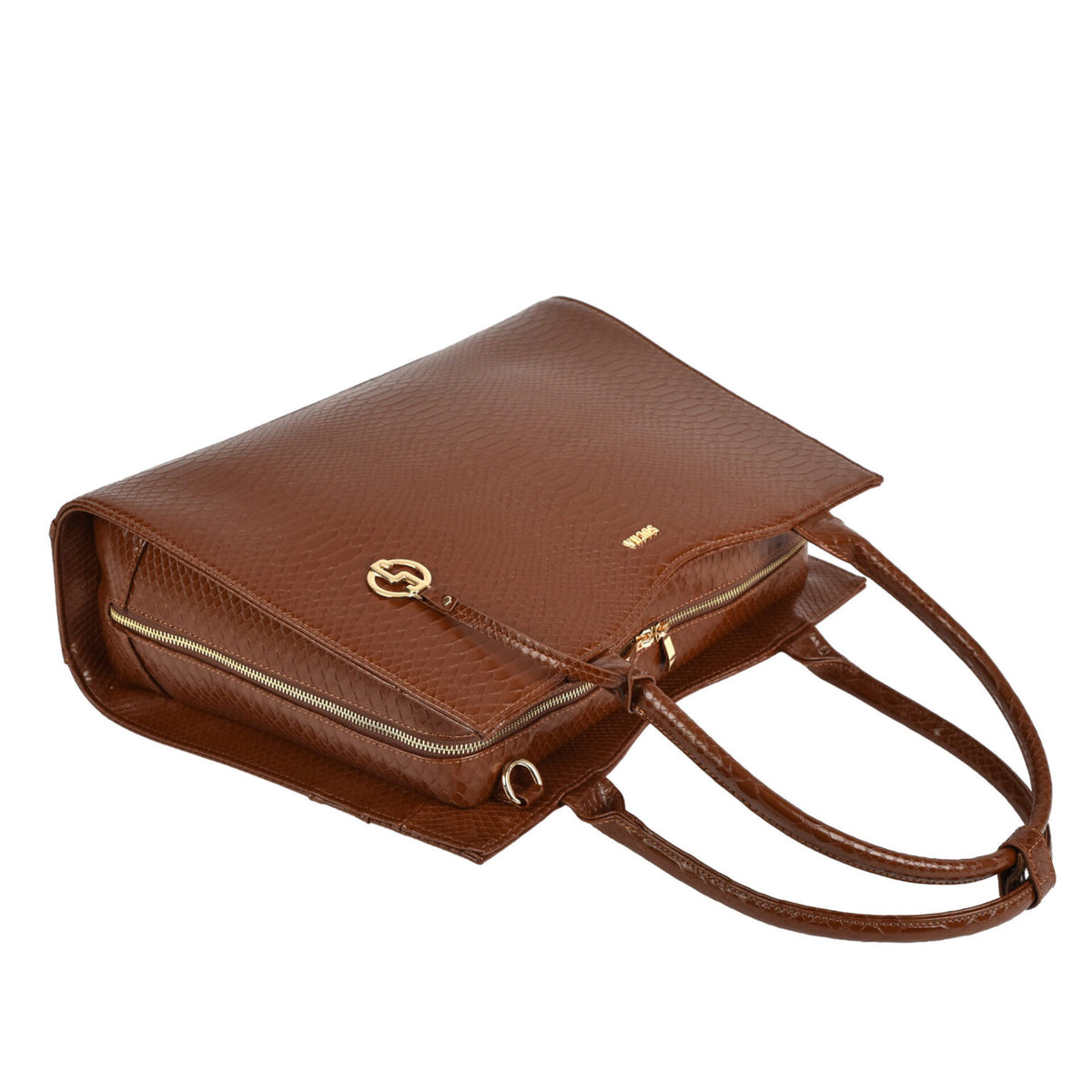 Mock Croc Tan Brown 15.6″ Slim Fit Ladies Laptop Tote Bag