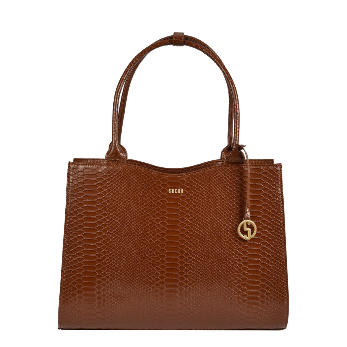 Mock Croc Tan Brown 15.6″ Slim Fit Ladies Laptop Tote Bag