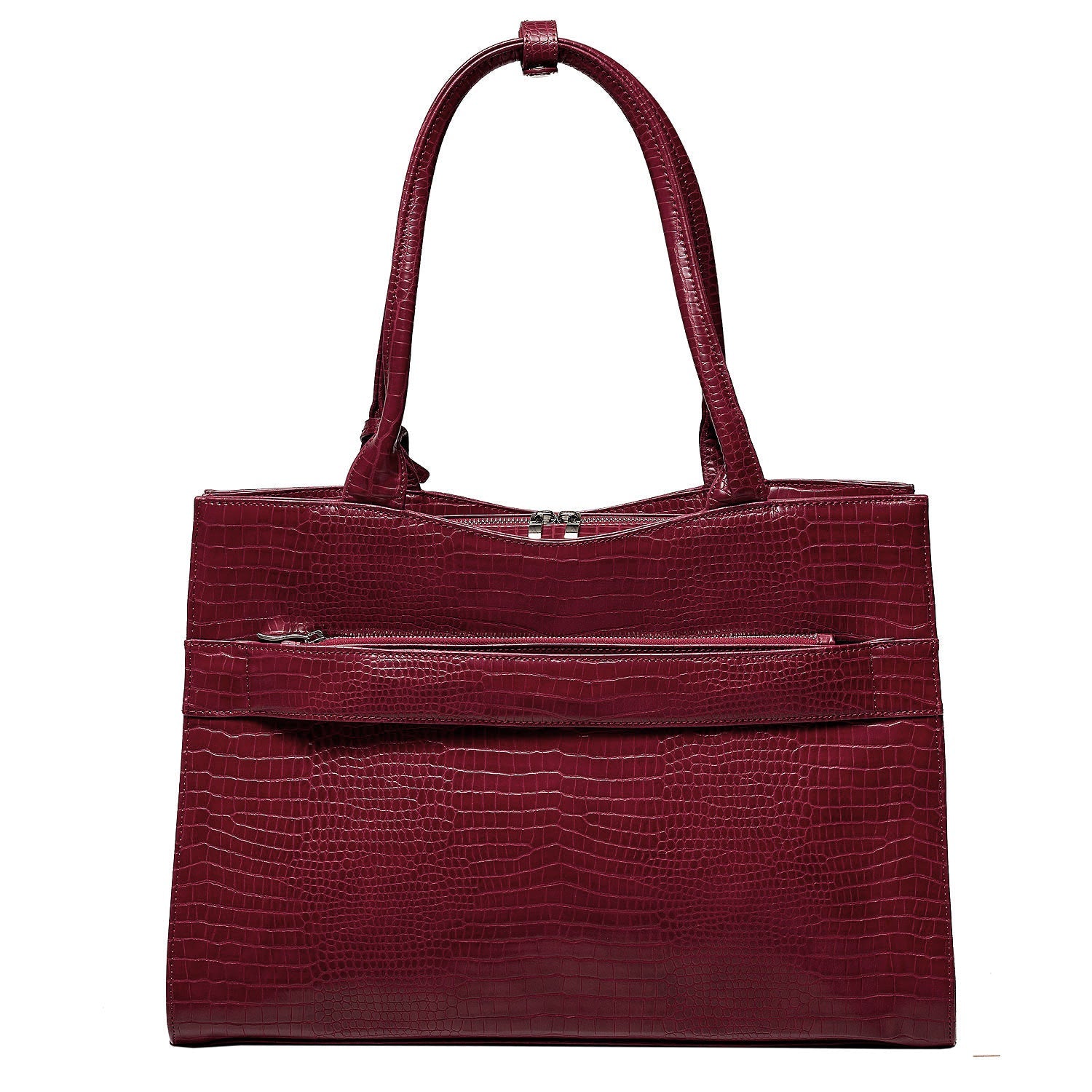Mock Croc Burgundy 15.6″ Women's Laptop Tote - Laptopbags.co.uk