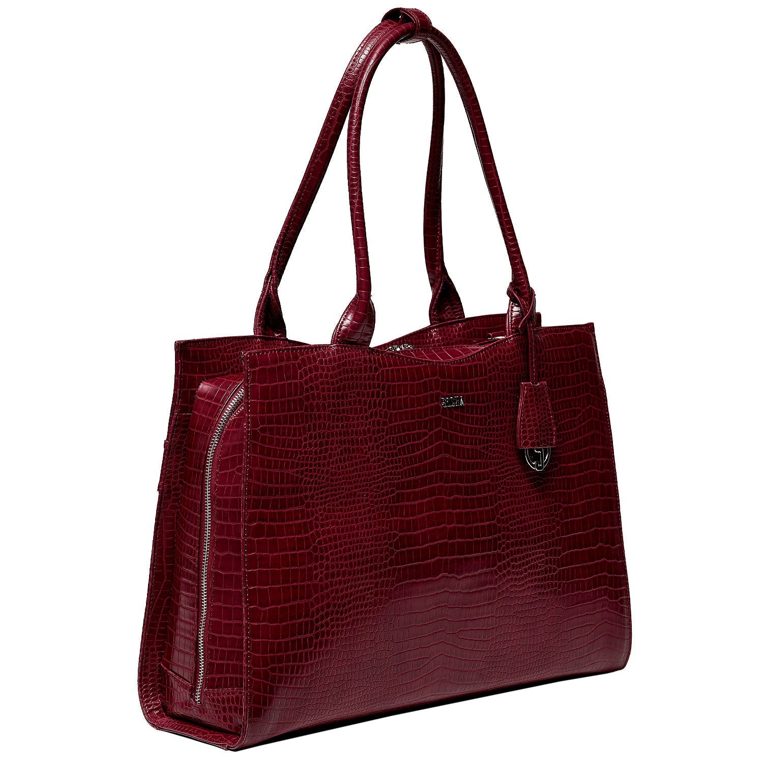 Mock Croc Burgundy 15.6″ Women's Laptop Tote - Laptopbags.co.uk