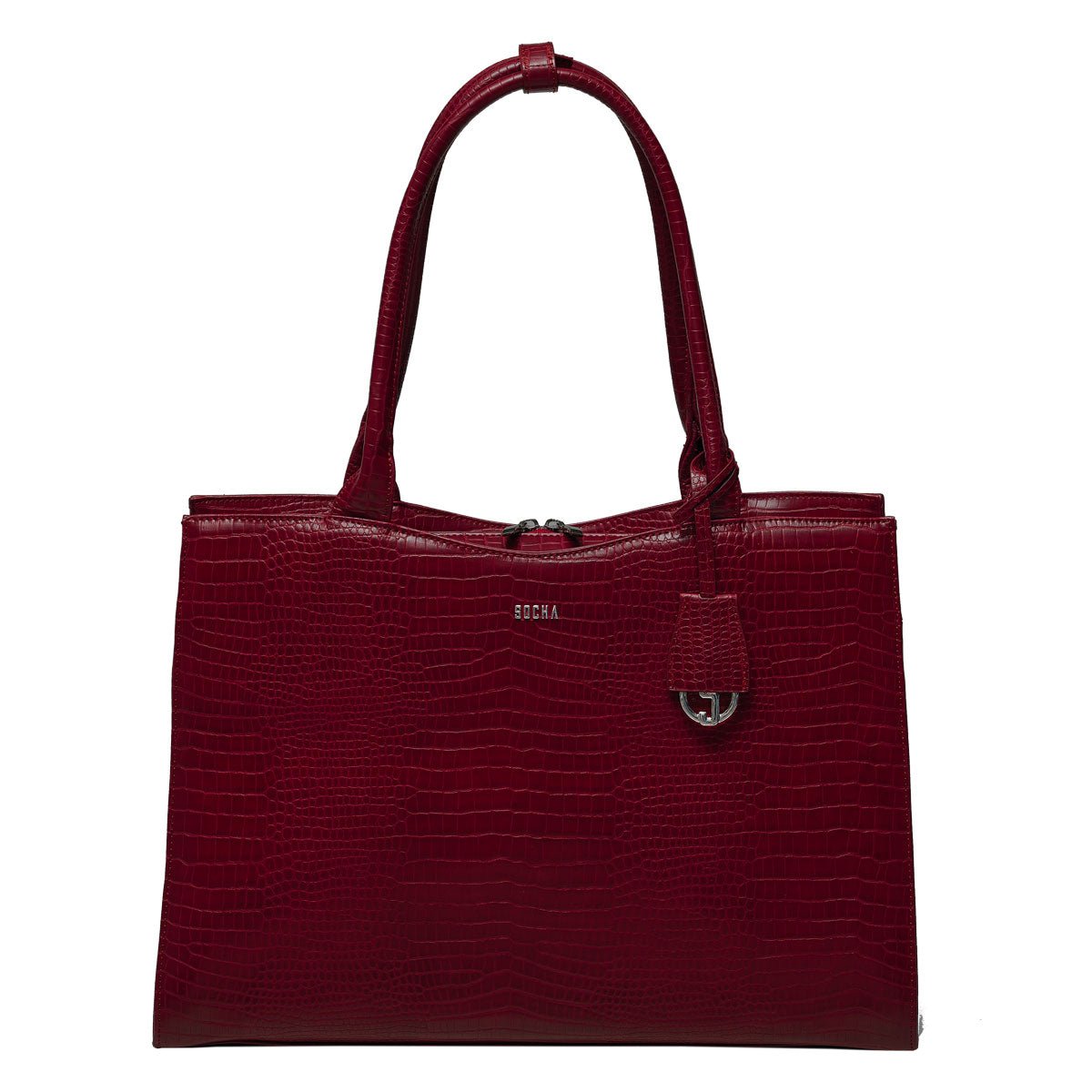 Mock Croc Burgundy 15.6″ Women's Laptop Tote - Laptopbags.co.uk