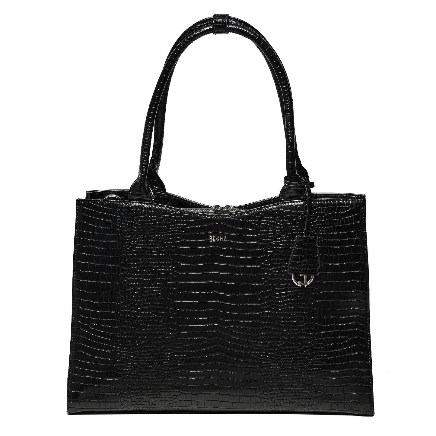 Mock - Croc Jet Black 15.6″ Womens Laptop Tote - Laptopbags.co.uk