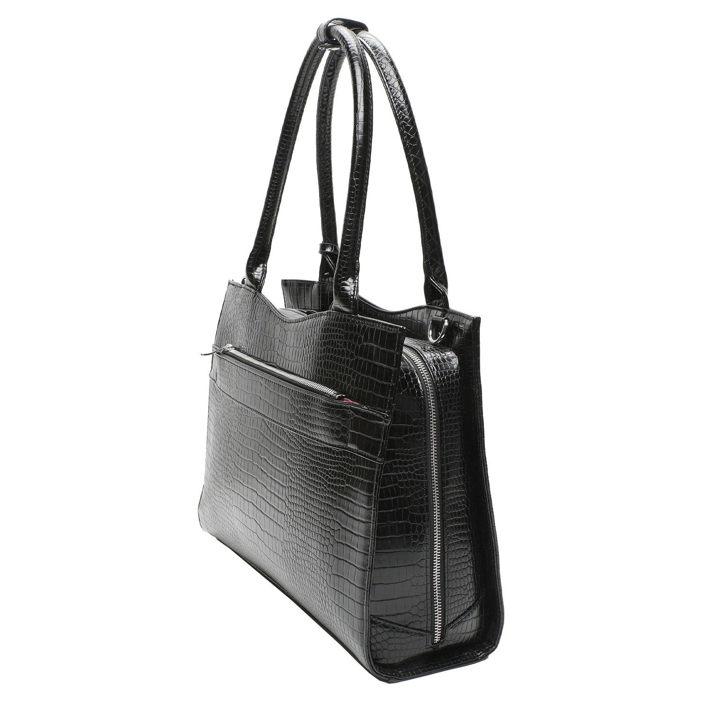 Mock - Croc Jet Black 15.6″ Womens Laptop Tote - Laptopbags.co.uk