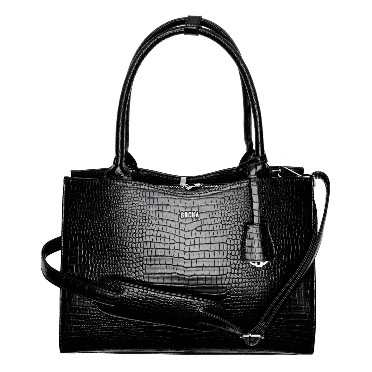 Mock - Croc Jet Black 15.6″ Womens Laptop Tote - Laptopbags.co.uk