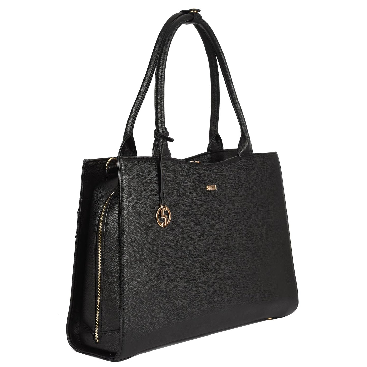 Straight Line black - 14" - 15.6"womens laptop Tote - Gold fittings - Laptopbags.co.uk