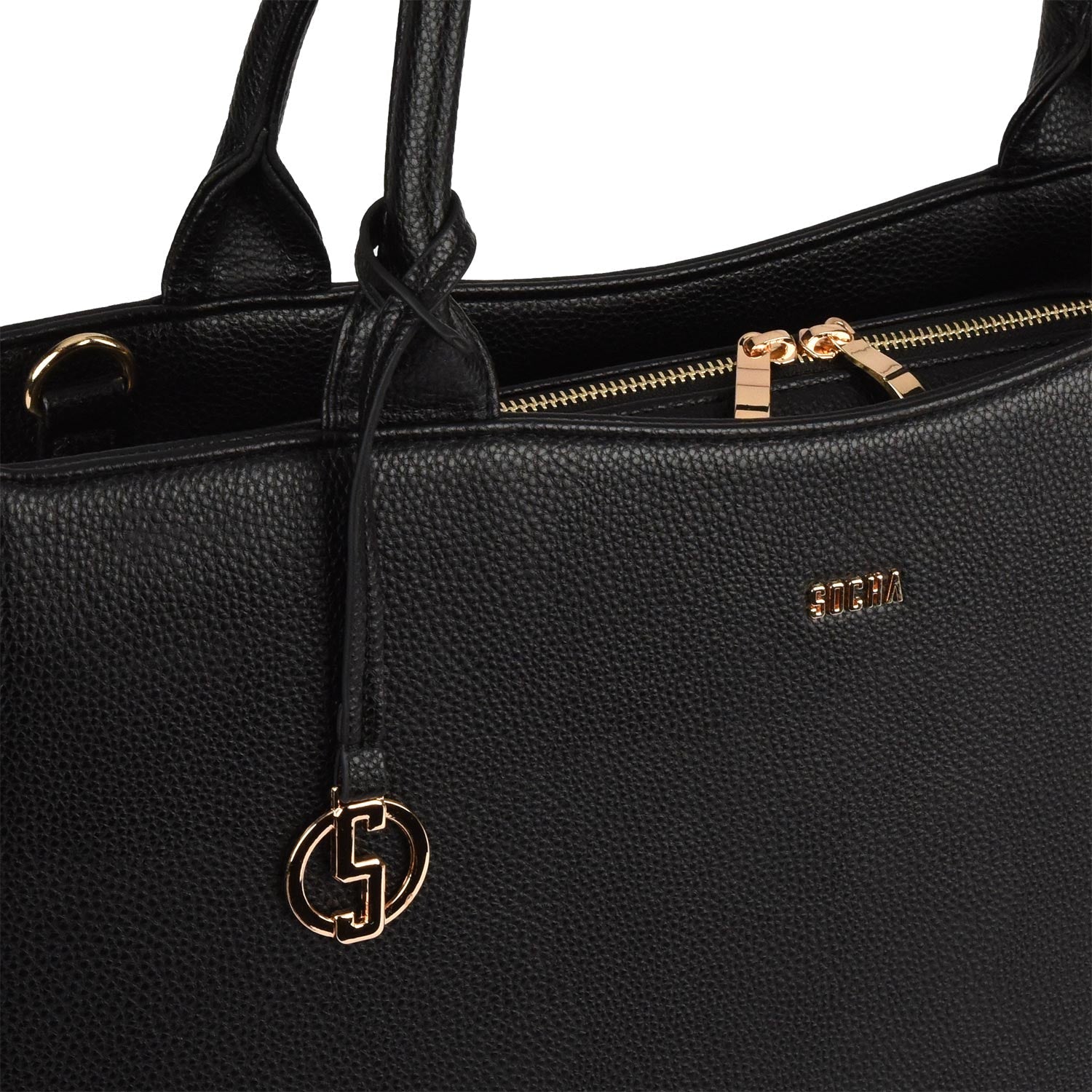 Straight Line black - 14" - 15.6"womens laptop Tote - Gold fittings - Laptopbags.co.uk