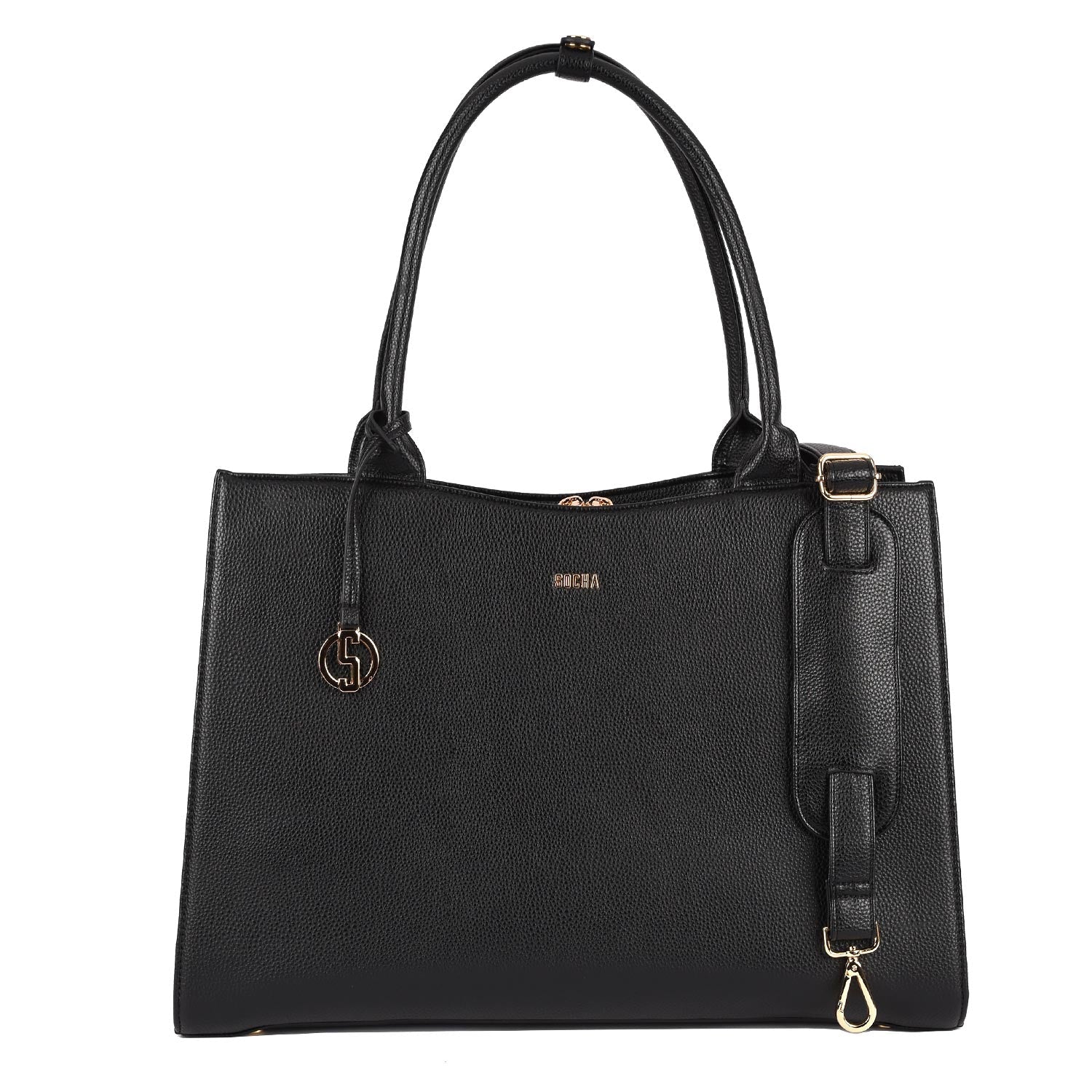 Straight Line black - 14" - 15.6"womens laptop Tote - Gold fittings - Laptopbags.co.uk