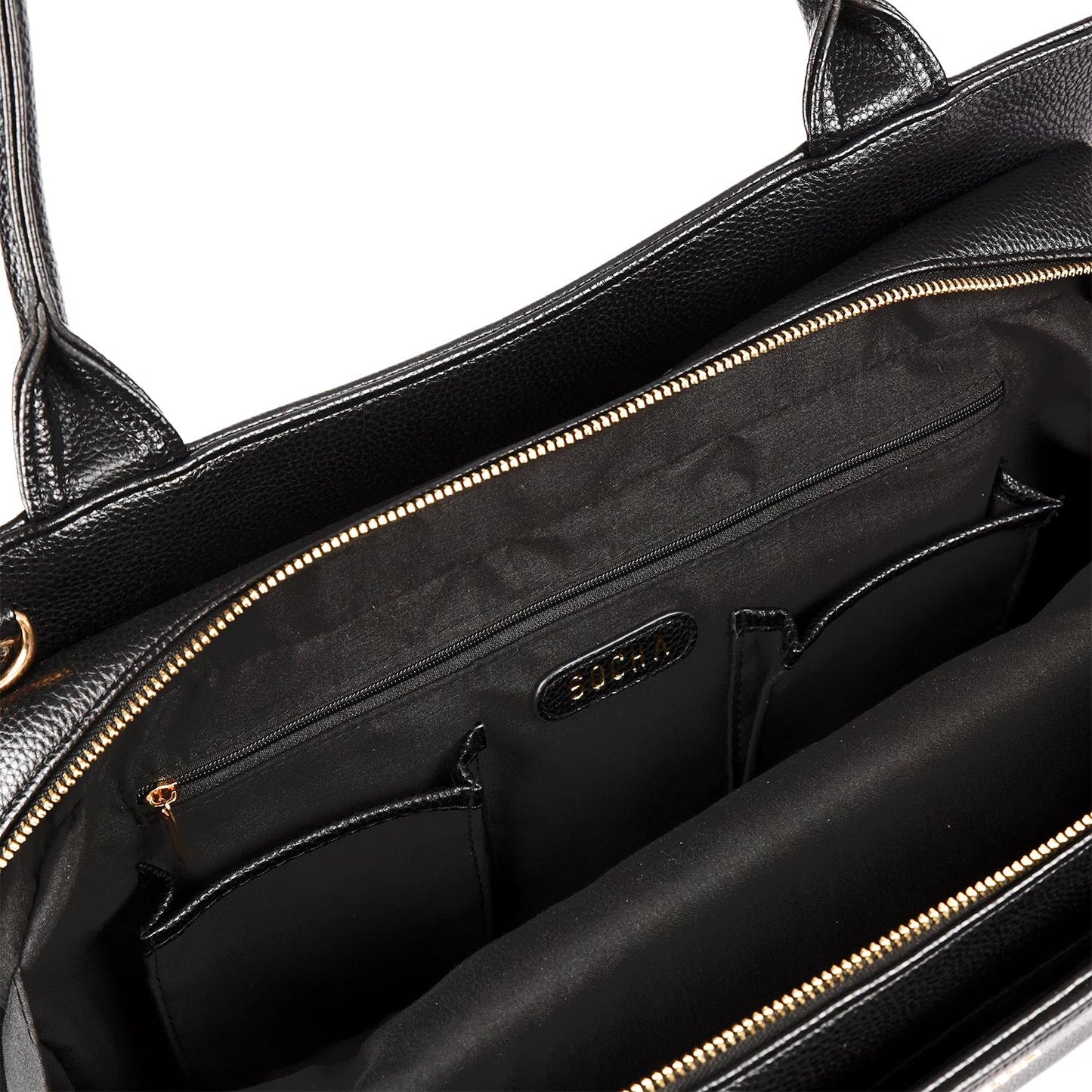Straight Line black - 14" - 15.6"womens laptop Tote - Gold fittings - Laptopbags.co.uk