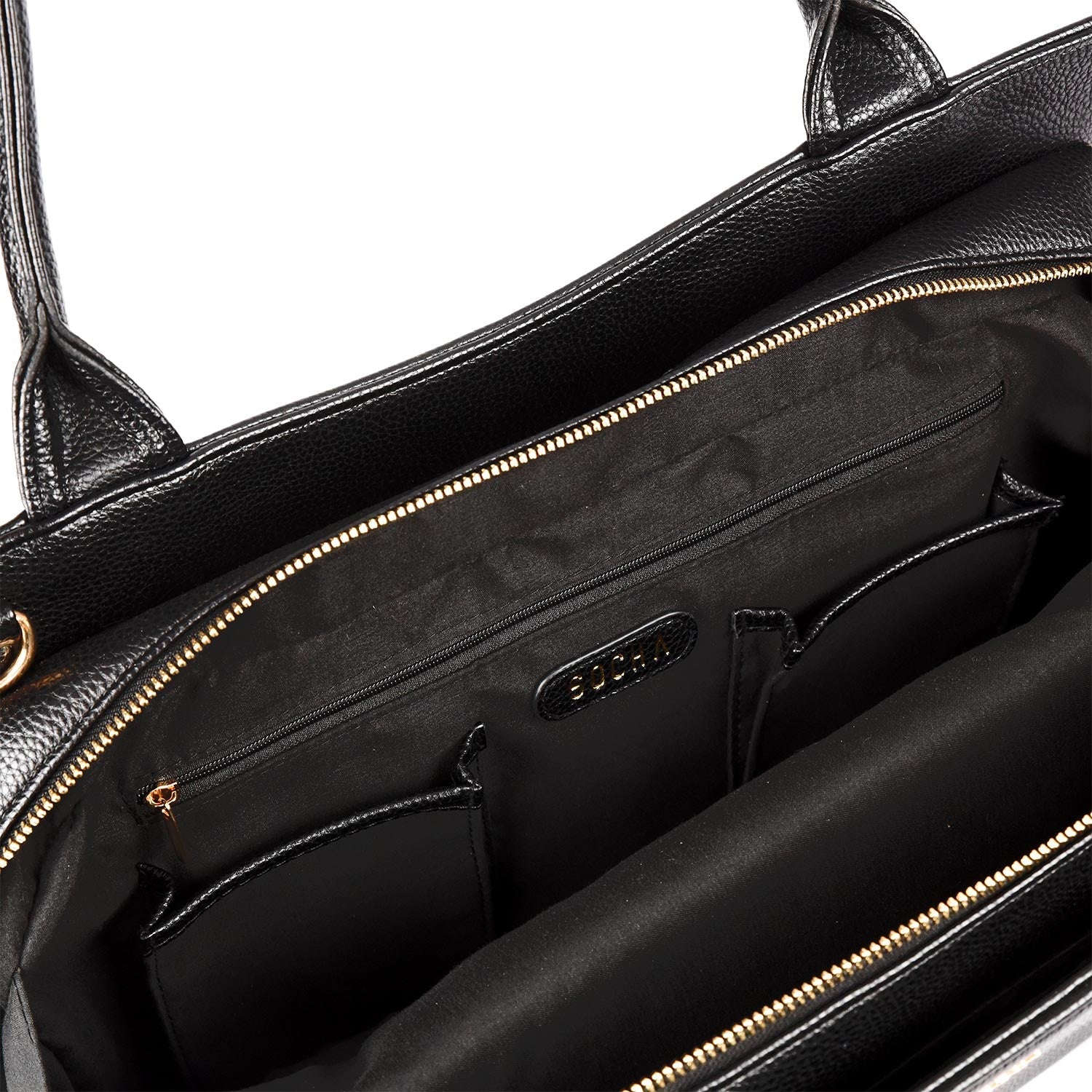 Straight Line black - 14" - 15.6"womens laptop Tote - Gold fittings - Laptopbags.co.uk