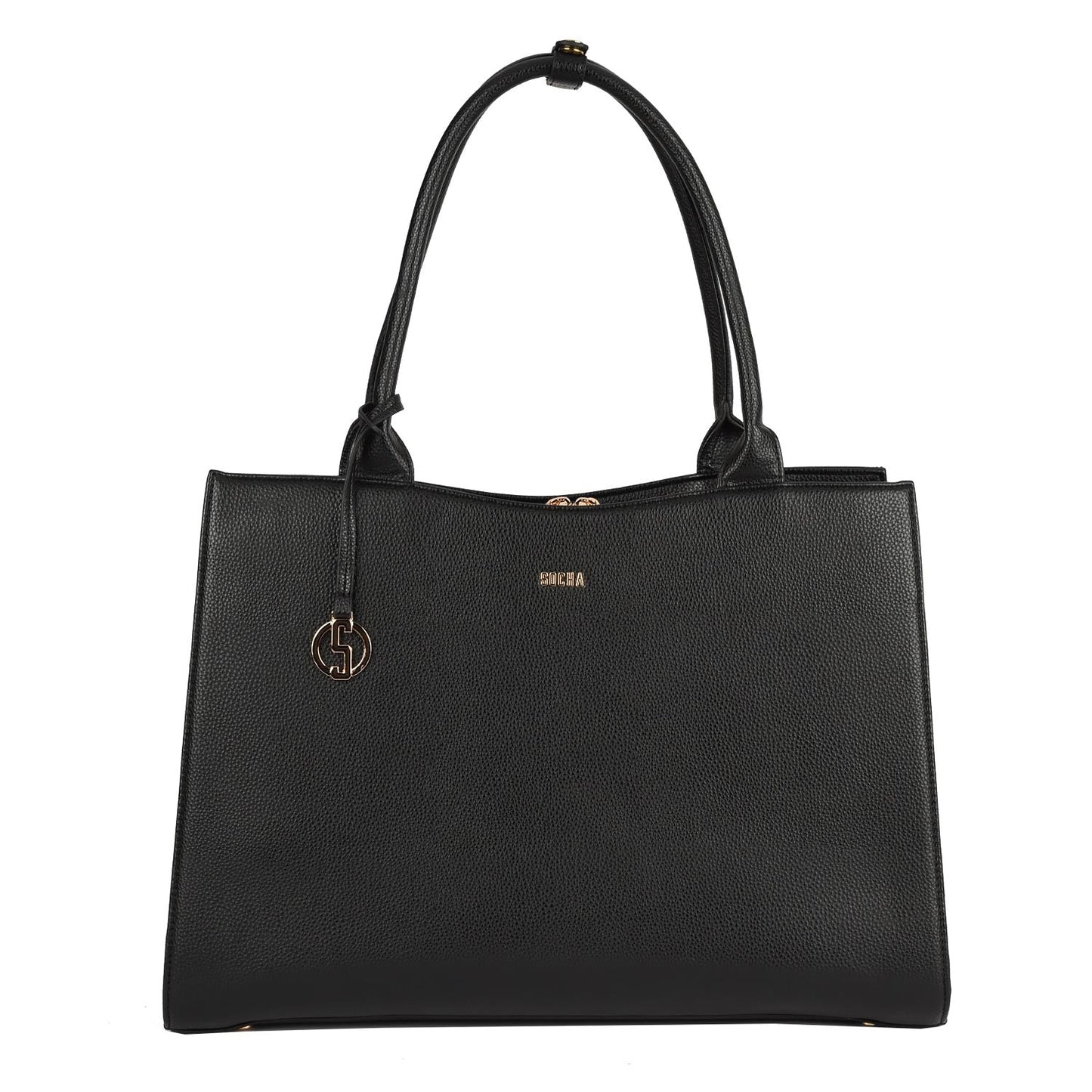 Straight Line black - 14" - 15.6"womens laptop Tote - Gold fittings - Laptopbags.co.uk