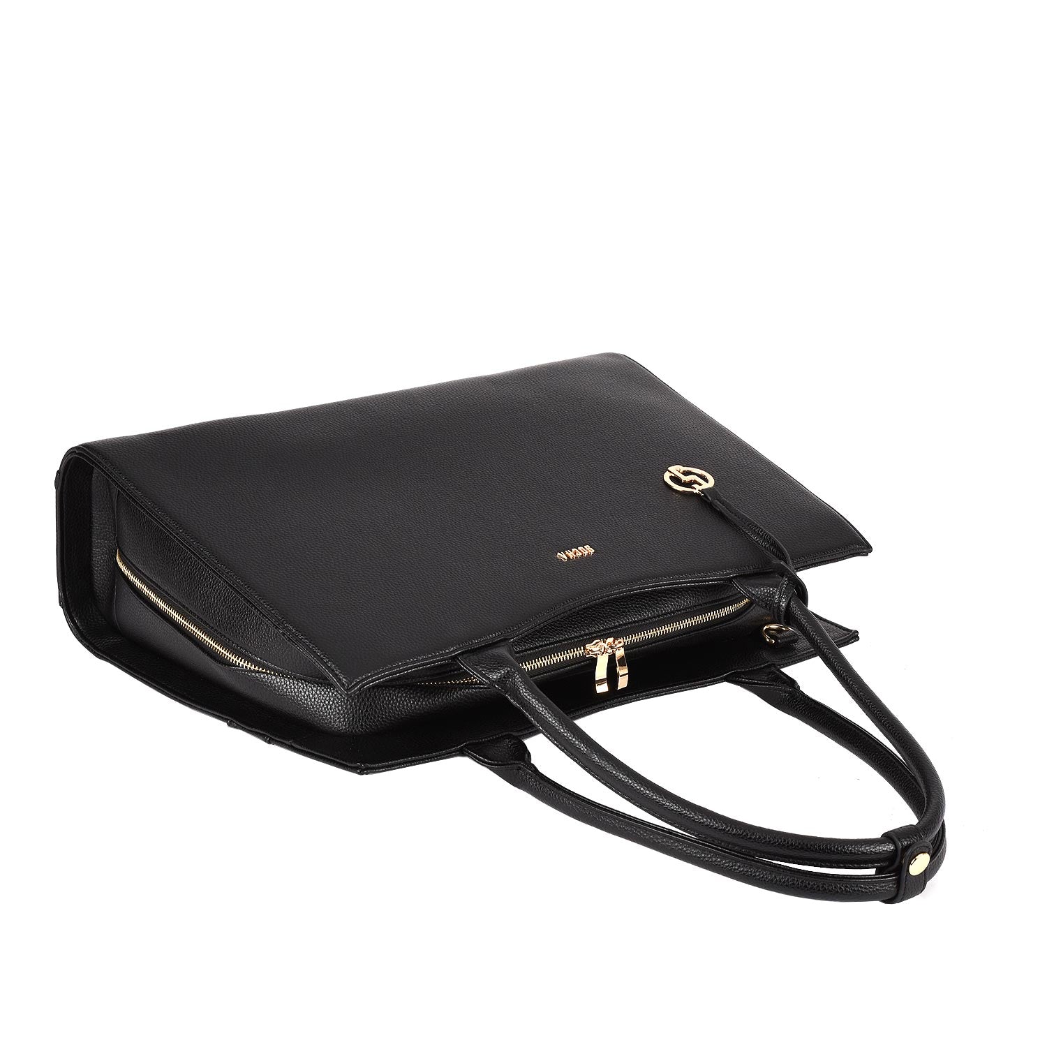 Straight Line black - 14" - 15.6"womens laptop Tote - Gold fittings - Laptopbags.co.uk