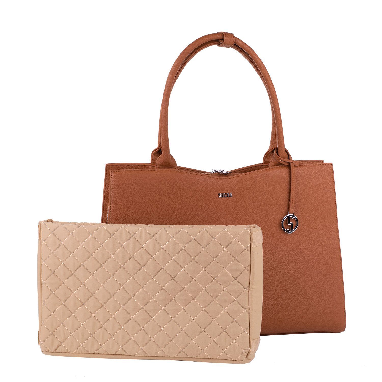 Straight Line Cognac 15.6″ Women's Laptop Tote - Laptopbags.co.uk