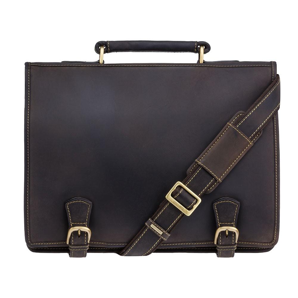 Hulk - Large Multi Compartment Mens Leather Laptop Briefcase - Oiled Brown - Laptopbags.co.uk