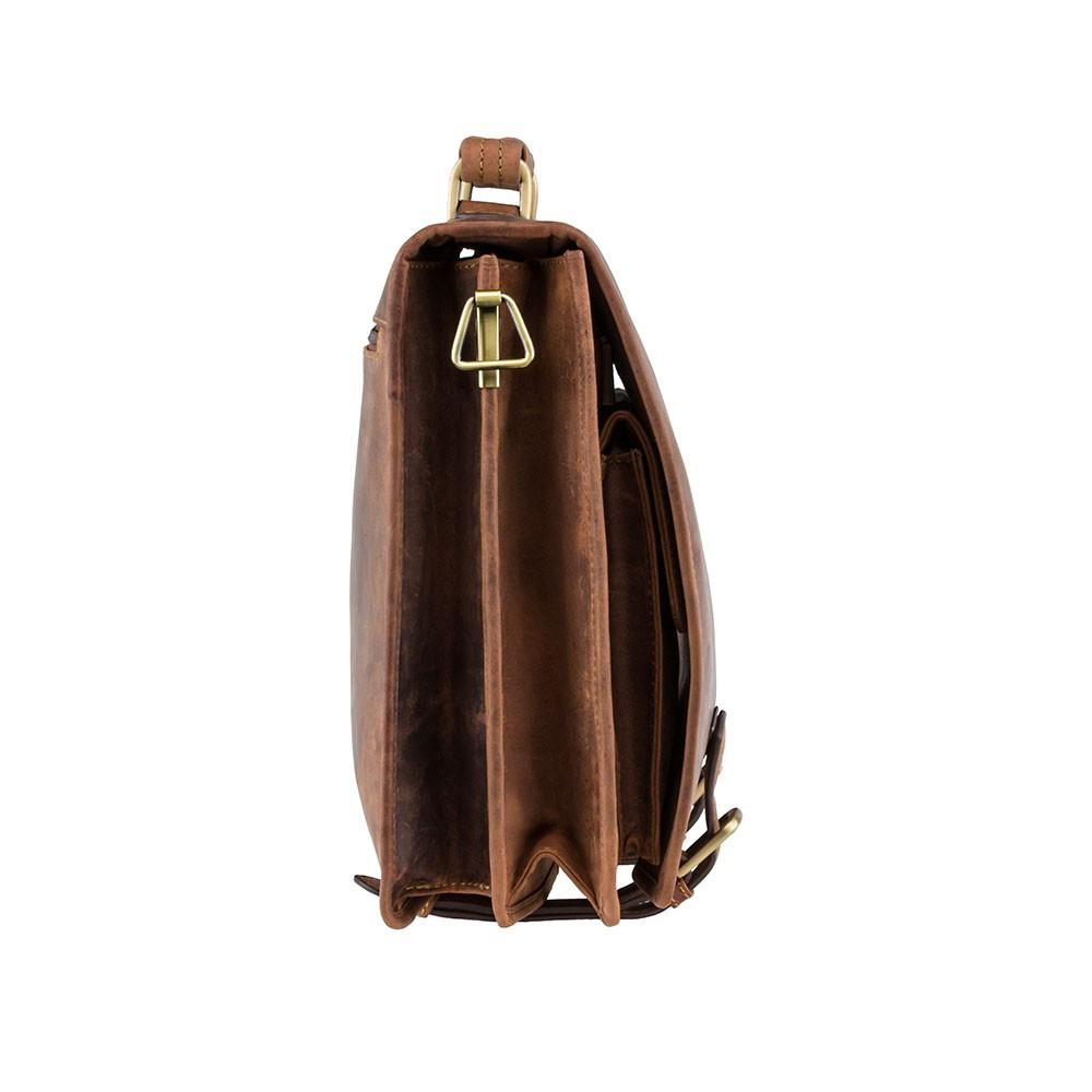 Hulk - Large Multi Compartment Mens Leather Laptop Briefcase - Oiled Tan Brown - Laptopbags.co.uk