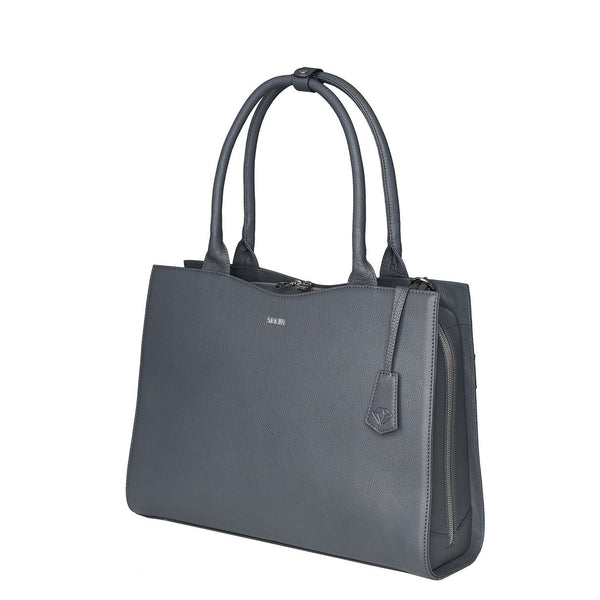 Grey 15.6" Womens Diamond Edition Leather Laptop Bag - Laptopbags.co.uk