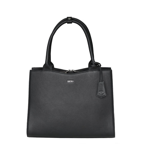 Straight Line Black 15.6" Womens Leather Laptop Bag - Laptopbags.co.uk