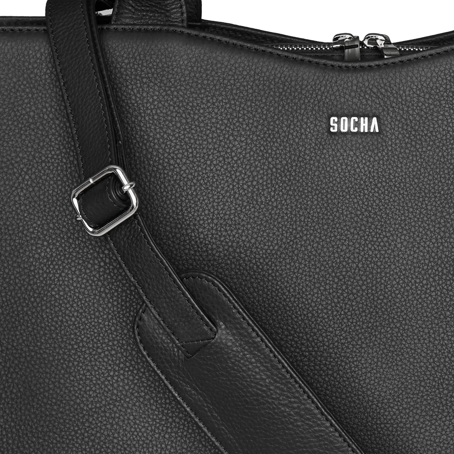 Straight Line Black 15.6" Womens Leather Laptop Bag - Laptopbags.co.uk