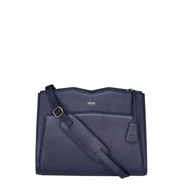 Diamond Edition Navy Leather Womens 14" Laptop Tote - Laptopbags.co.uk