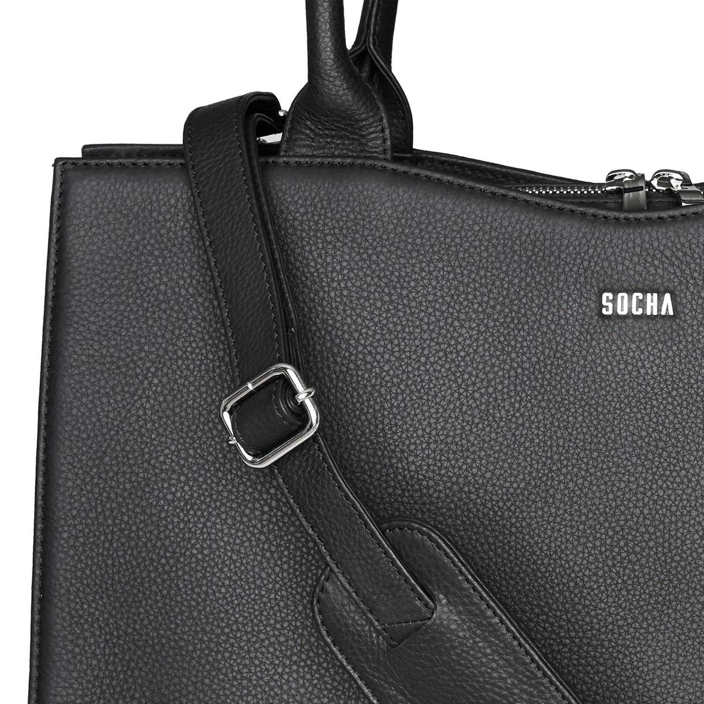 Diamond Edition Black Leather Womens 14" Laptop Tote - Laptopbags.co.uk