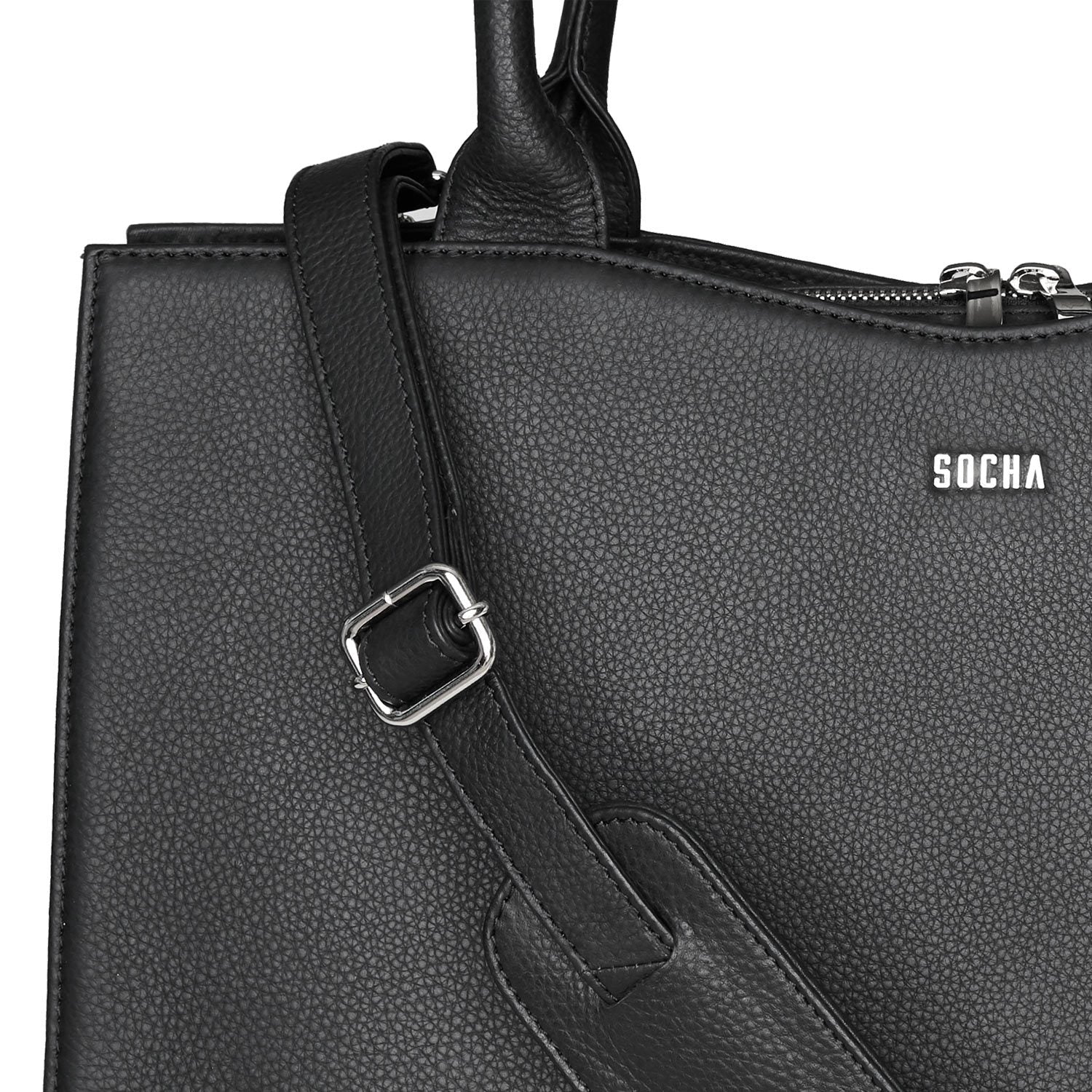 Diamond Edition Black Leather Womens 14" Laptop Tote - Laptopbags.co.uk
