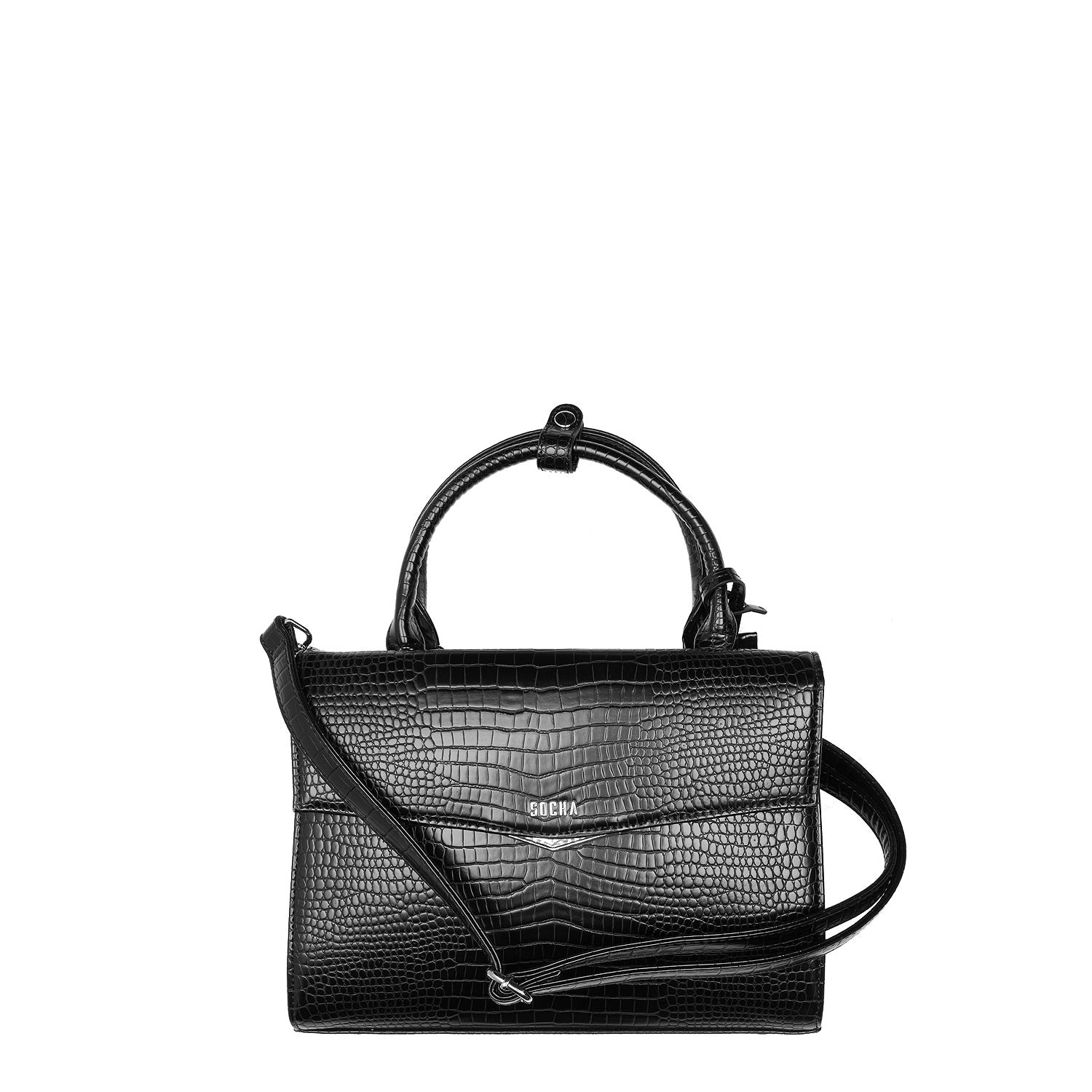 Tiny Tip Mock-Croc 10" Tablet Bag - Black - Laptopbags.co.uk