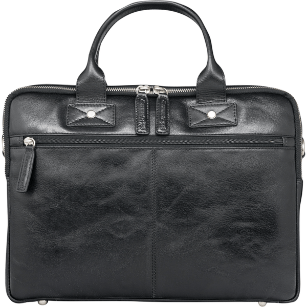 Kronborg 16" Leather Laptop Briefcase - Black - Laptopbags.co.uk