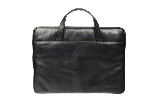 Leather laptop case Silkeborg for PC & MacBooks up to 13"- Black - Laptopbags.co.uk